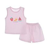 Camiseta Regata Infantil Com Estampa De Frutas E Shorts Respiráveis Para Bebês De 0 A 3 Anos  Rosa  12 18 Meses