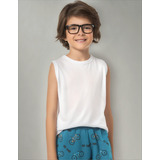 Camiseta Regata Infantil Masculina Lisa Básica Tam 4 A 8