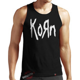 Camiseta Regata Korn Camisa Banda Rock Preta 100 Algodão 