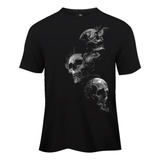 Camiseta Rock N Roll Camisa Caveira Skull Algodão Premium