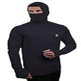 Camiseta Skube Com Máscara E Capuz Proteção UV 50 Dry Fit Segunda Pele Térmica Tecido Termodry Manga Longa Dedeira Preto G