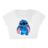 Camiseta T Shirt Cropped Stitch Feminina Infantil Juvenil