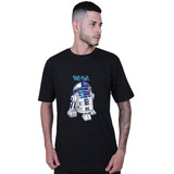 Camiseta T shirt Unissex Homer Star Wars Robô R2 d2