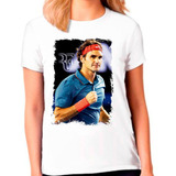 Camiseta Tenis Roger Federer Blusa Moleton Feminina