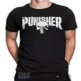 Camiseta The Punisher Camisa Justiceiro Série Geek Tamanho P Cor Preto