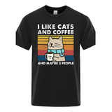 Camiseta Unissex Eu Amo Gatos Pets Café Like Algodão Macio