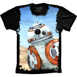 Camiseta Unissex Preta Star Wars Robô Sphero Bb 8 Plus Size