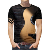 Camiseta Violão Plus Size Masculina Guitarra Musica Est1