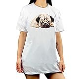 Camisetao Feminino Branco Cachorro Pug Filhote Deitado M 