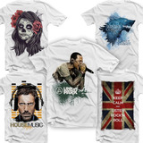 Camisetas Camisas Kit 5 Peças Bandas