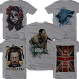 Camisetas Camisas Kit 5 Peças Bandas Séries Filmes Artistas
