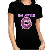 Camisetas Femininas De Halloween Mad Donut Para Mulheres Com Comida Assustadora Para O Dia Das Bruxas Preto 3X Large