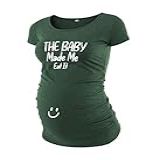 Camisetas Femininas Gráficas Para Gestantes Presentes De Gravidez Confortáveis Para Mães Grávidas Verde Marinho Camiseta De Maternidade Baby Made Me Eat It XGG