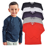 Camisetas Infantil Inverno Manga Longa Unissex 5 Peças