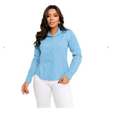 Camisete Camisa Feminino Social Branco Manga Longa Promoçã