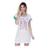 Camisola Camisão Estilo Vestido Manga Curta Idoso Conforto