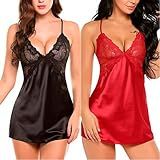 Camisola Feminina De Seda E Renda Sensual Luxo Noite Conjunto Sensual Feminino Lingerie Camisola Sem Bojo E Calcinha Fio Sexy Vermelho M 