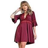 Camisola Microfibra Renda Luxo Sensual Amamentação Mamãe -Bordô- G - 42-