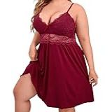 Camisola Plus Size Feminina Sensual Sem Bojo Com Renda Lisa Linha Noite BORDÔ 52 