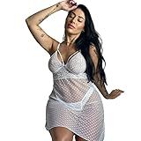 Camisola Sensual Tule Renda S Bojo Baby Doll Pijama Feminina Branco GG