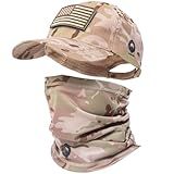 CAMOTER Boné De Beisebol Camuflado Máscara Camuflada Polaina De Pescoço Com Emblema Da Bandeira Americana Para Homens Mulheres Ao Ar Livre Tático Militar Mistura De Algodão Camuflagem Cp Desert 