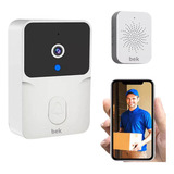 Campainha Wi fi Inteligente Bek Sem Fio Com Câmera De Segurança Para Casa Vídeo Porteiro Residencial Módulo Interno E Externo Cor Branco Interfone