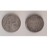 Canada 2 Moedas Prata 20 E 25 Cents 1894 1944