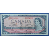 Canadá Linda Cédula 2 Dollars 1954 Rainha Antiga