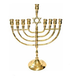 Candelabro 9 Velas Bronze Menorá Israel 27x21 Cm