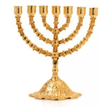 Candelabro Menorah Importado De Israel Dourado Escama 16cm