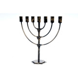 Candelabro Menorah Judaico De Mesa Castiçal Menora Cor Bronze