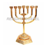 candelabro menorah menora cidade jerusalem folheado