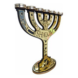 Candelabro Menorah Shalom Acrílico Dourado 28 Cm