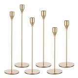 Candeldo Castiçais Cônicos Dourados Conjunto De 6 Castiçais Altos Para Mesa Central De Mesa De Metal Latão Castiçais Suporte De Vela Escovado Decoração De Casamento