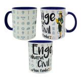 Caneca Azul Escuro Profissão Carreira Engenharia Civil