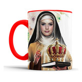 Caneca Católica De Santos Vários Santos Com Alça Vermelha
