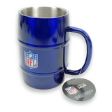 Caneca Chopp Nfl Azul Aço Inox Barril 500ml Metal Mug