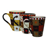 Caneca De Ceramica Pilão Café 300ml 4 Unidades Yazi