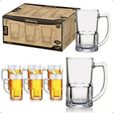 Caneca De Chopp 340ml Vidro Resistente Conjunto 6 Unidades