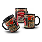 Caneca De Porcelana Preta Led Zeppelin Album Mothership Capa