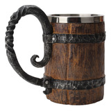 Caneca De Vidro De Parede Dupla De Aço Barril De Madeira R
