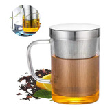 Caneca De Vidro Para Chá C Filtro Infusor E Tampa Inox