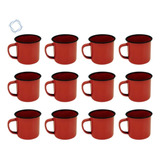 Caneca Esmaltada Retro 350ml Vintage Jogo 24 Unidades Cor Vermelho