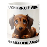 Caneca Estampada 325ml Em Cerâmica Cachorros Fofos