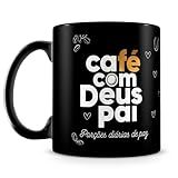 Caneca Estampada Café Com Deus Pai 100 Preta