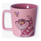 Caneca Gato Risonho Alice Cerâmica Rosa 400ml Oficial Disney