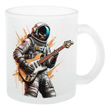 Caneca Jateada Vidro Astronauta Tocando Guitarra Rock