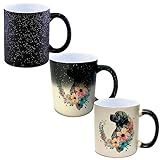Caneca Mágica Glitter Porcelana LABRADOR PRETO FLORES FOFO