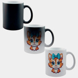 Caneca Mágica Sl10 Gata Fofa Laço Azul