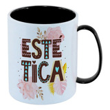 Caneca Plástico Branco Preto Sf2 Estética Profissão